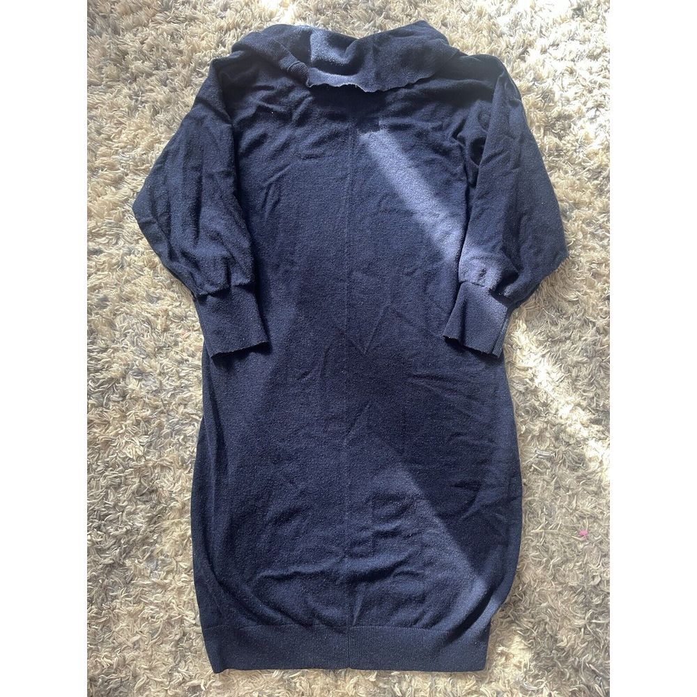 Express Blue Knit Sweater Dress Sz M Cowl Neck Wool Blend - Picture 4 of 4